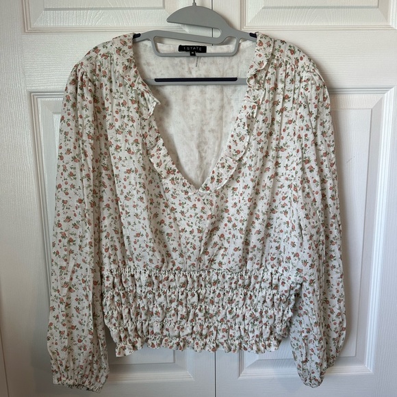 1.State Floral Smock Waist Top - Picture 4 of 6